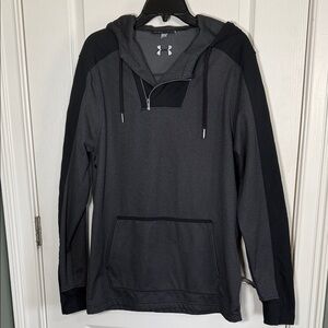 Under Armour Men's Dark Gray and Black Waffle Pullover Hoodie